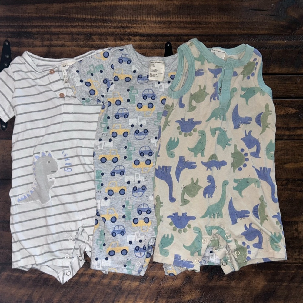 First Impressions Baby Rompers in Blue and Green